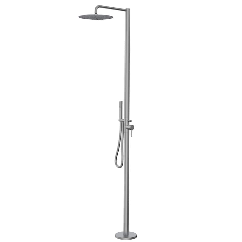 Rbrohant 84"H Stainless Steel Freestanding Outdoor Shower with Handshower - Brushed Nickel