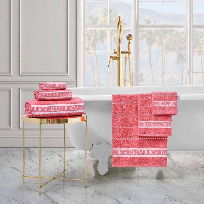 Juicy Couture 6-Piece Towel Set 2 Bath Towels 2 Hand Towels 2 Washcloths - 28"x54"/16"x26"/12"x12"