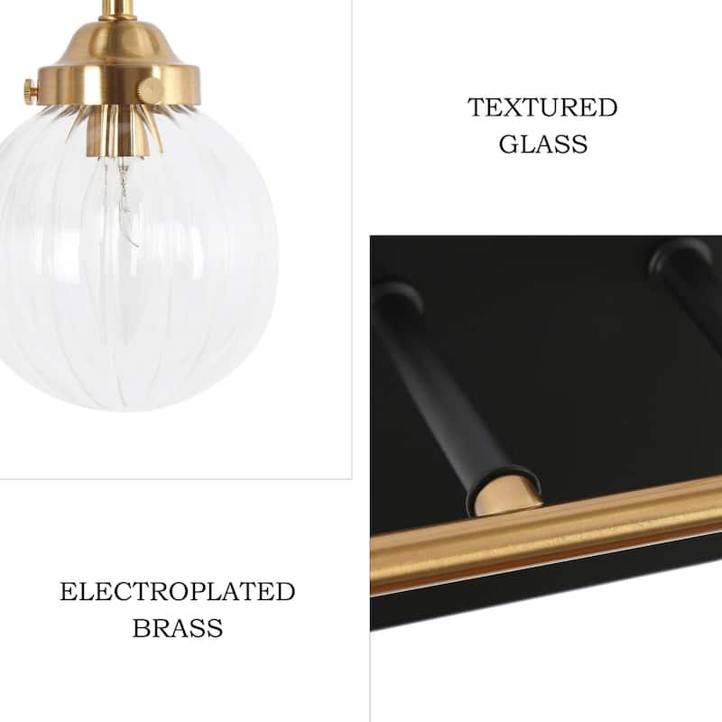 Modern Classic 4-Light Black Gold Bathroom Linear Vanity Lights Globe Glass Wall Sconces for Bathroom Sconces