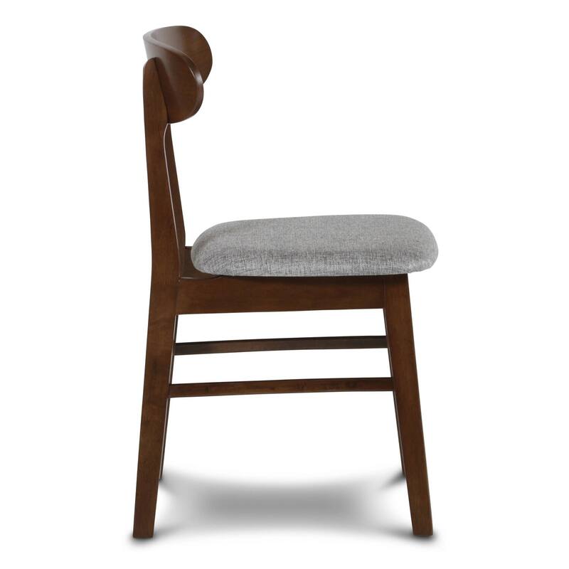Brown/Gray Fabric Upholstered Wood Frame Dining Chair, Set of 2, Sturdy Dining Chair for Dining Rooms - 17.5