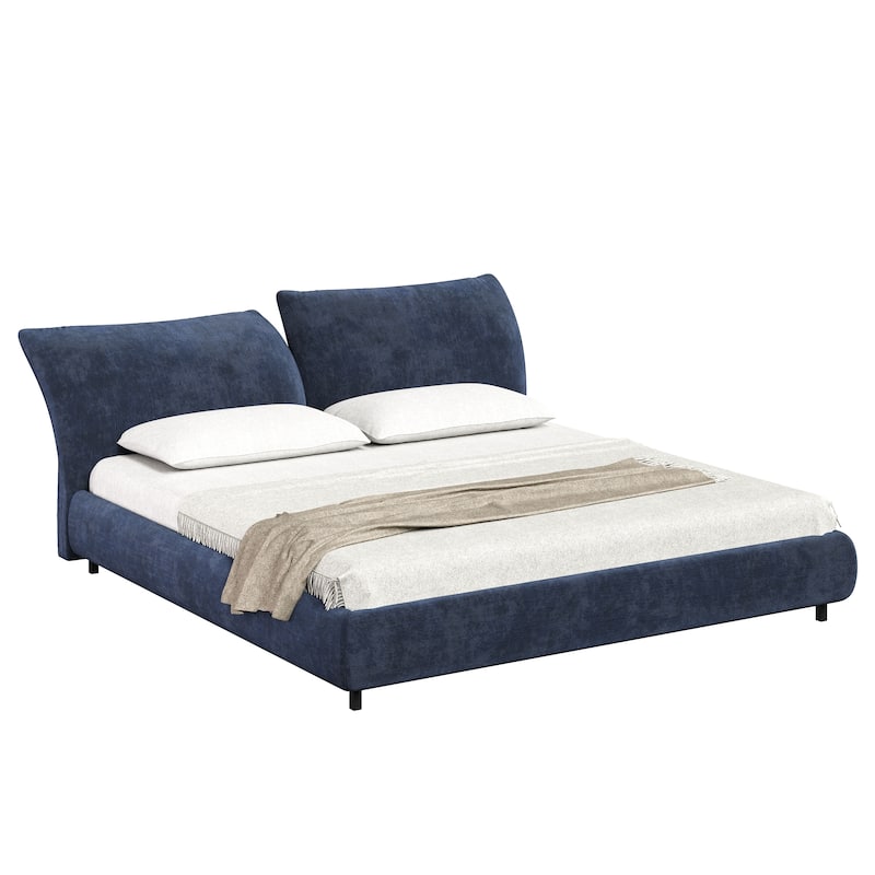 Christopher Knight Home - Julian Modern Fabric Upholstered Bed Frame with Adjustable Cushions and No Box Spring Design