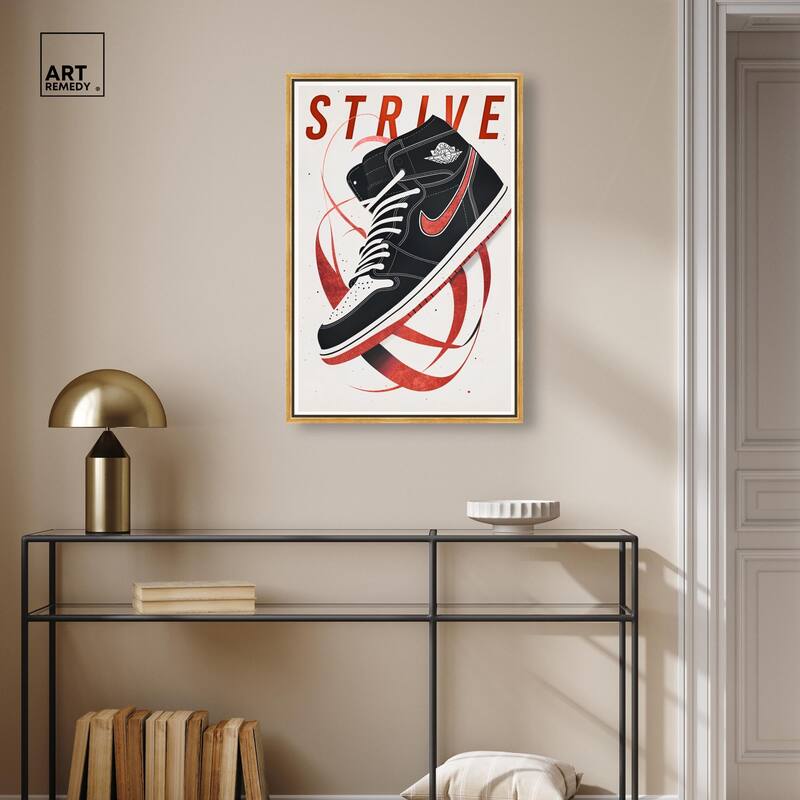 Red Ribbon Sneaker Canvas by Art Remedy