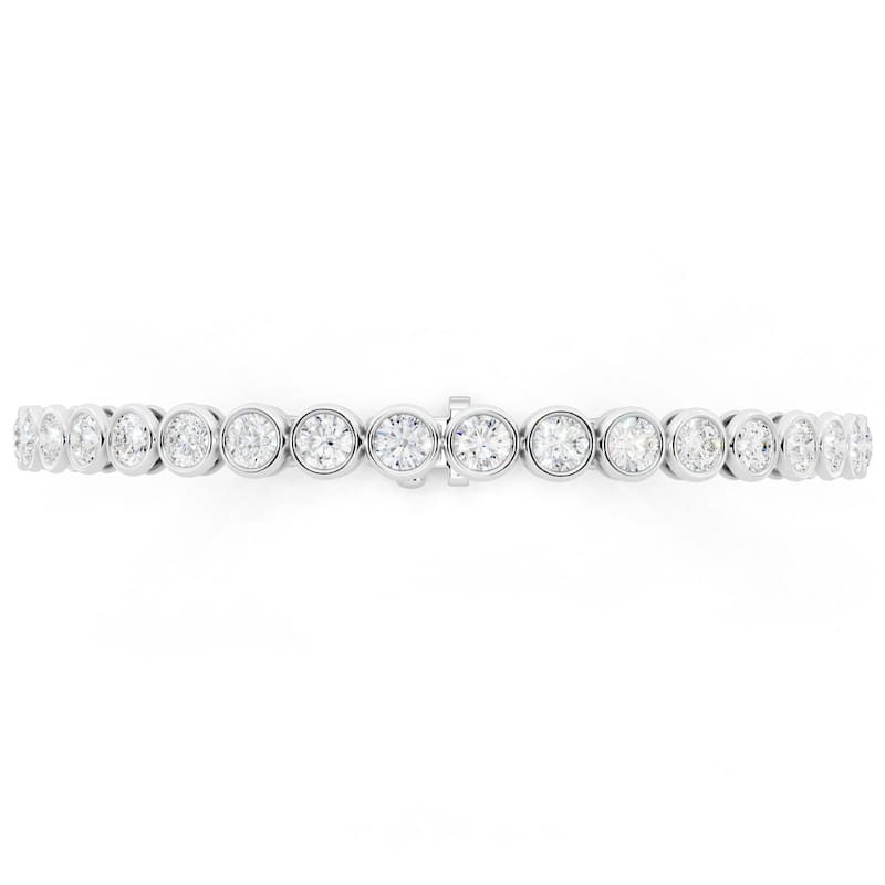 Auriya 14K Gold Round Lab Grown Diamond Bezel Tennis Bracelet 5 1/4 ct. tw. (E-F VS)