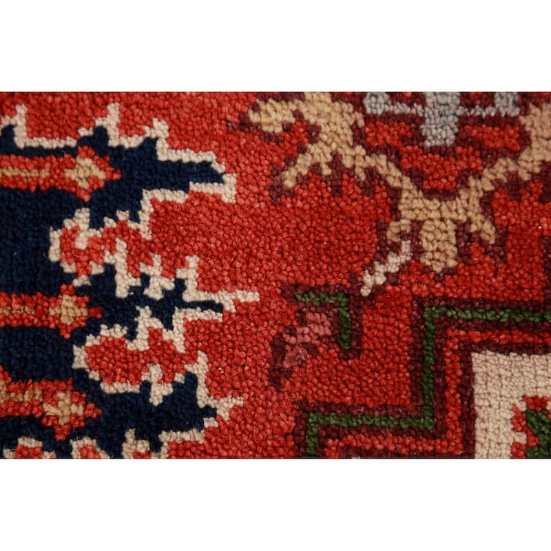 Hand Knotted Oriental 100% Wool Carpet Traditional Medallion Oranges & Rust Heriz (serapi) Area Rug - 9' 10'' X 8' 1''