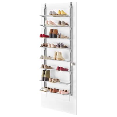 Whitmor 8-Tier Over the Door 24 Pair Metal and Resin Shoe Rack - Gray