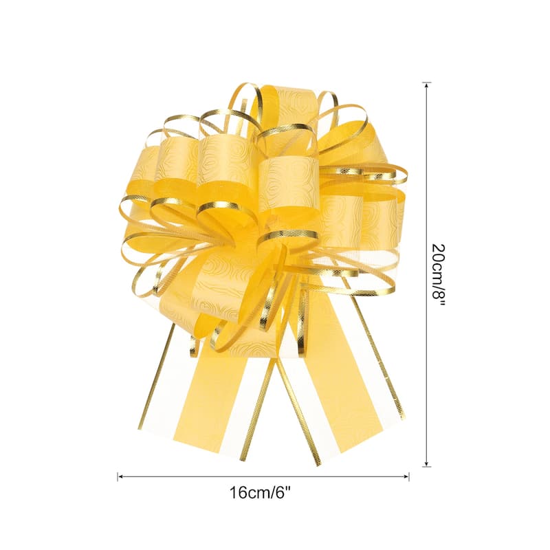 10pcs Large Pull Bow Gift Wrapping Bows Ribbon Organza for Wedding - Yellow - 6 Inch