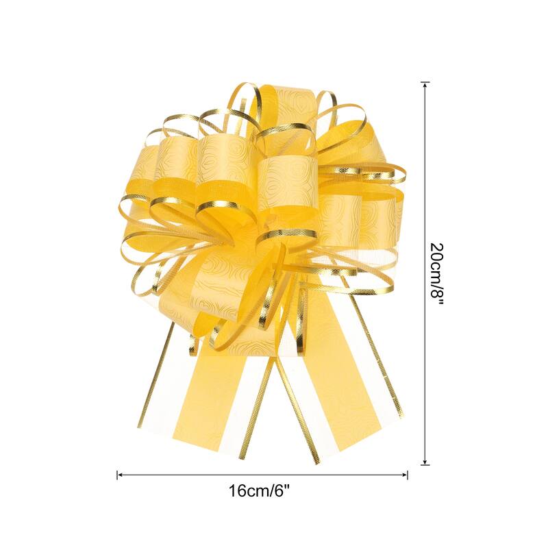 20pcs Large Pull Bow Gift Wrapping Bows Ribbon Organza for Wedding - Yellow - 6 Inch