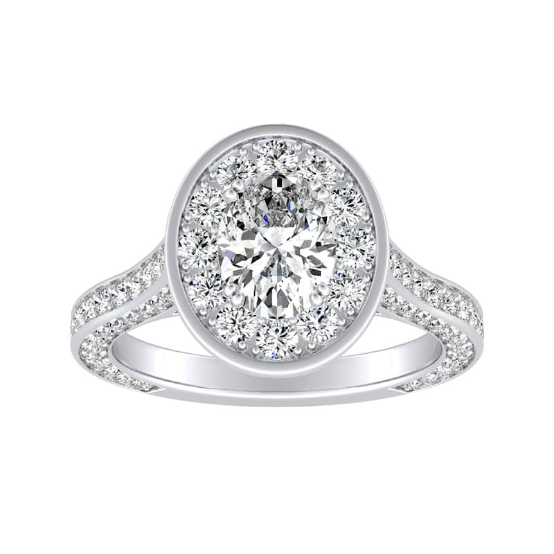 Auriya Platinum 2 1/4ctw Oval-cut Halo Diamond Engagement Ring (I-J, I1-I2)