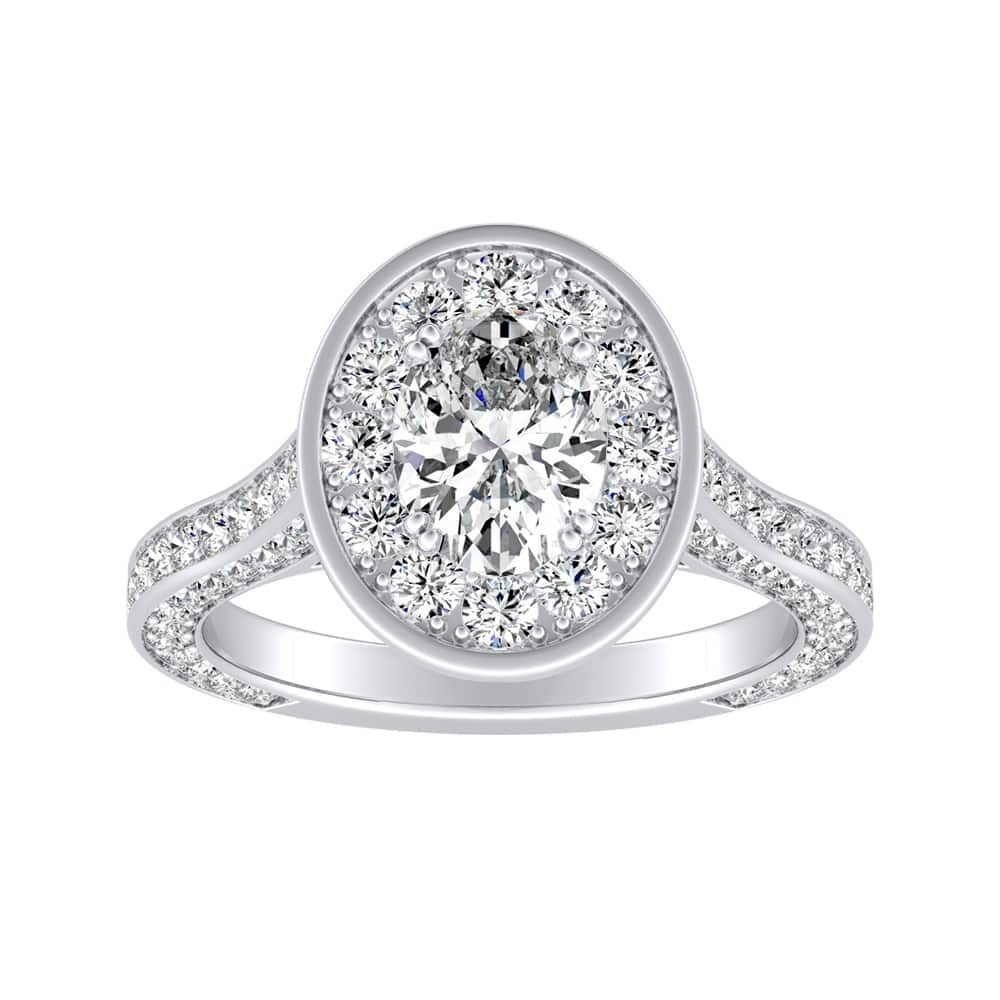 Auriya Platinum 2 1/4ctw Oval-cut Halo Diamond Engagement Ring (I-J, I1-I2)