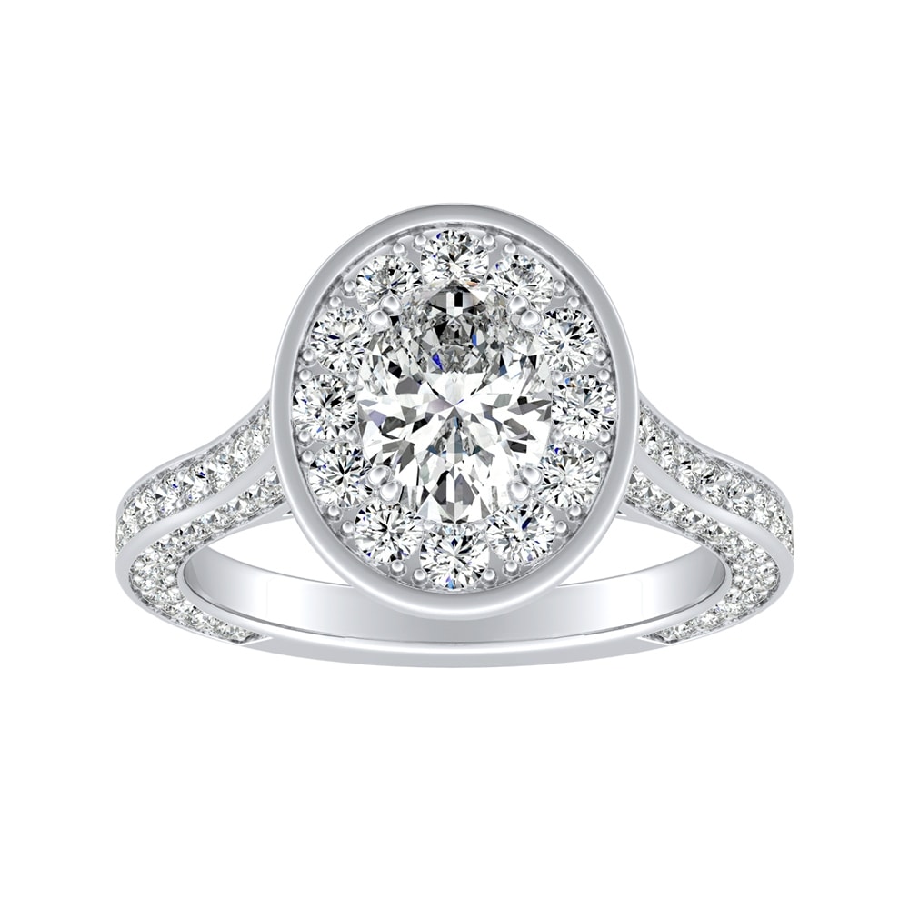 Auriya Platinum 2 1/4ctw Oval-cut Halo Diamond Engagement Ring (I-J, I1-I2)