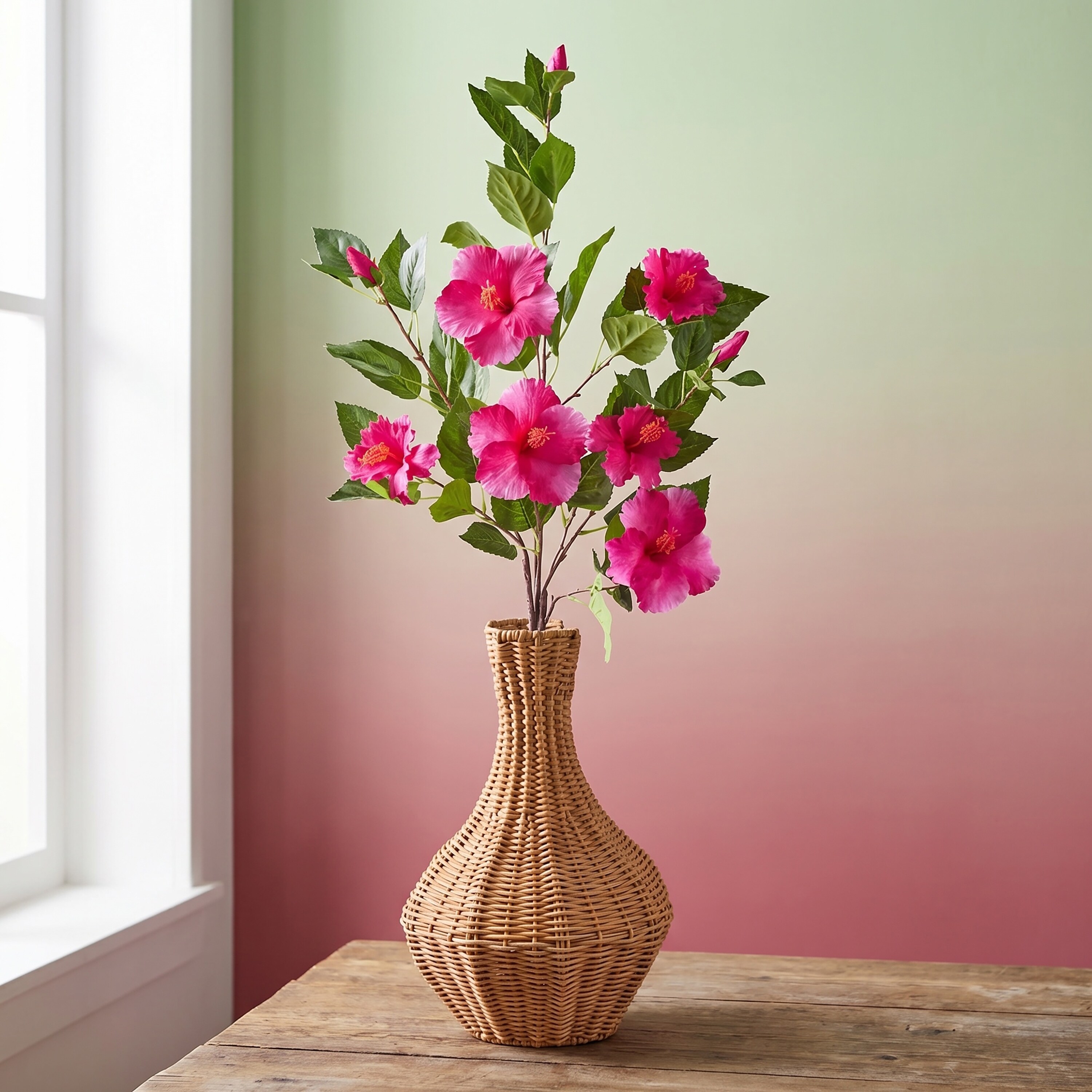 Double Hibiscus & Bud 29" Set of 3
