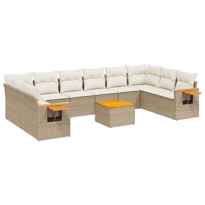 vidaXL Patio Sofa Set with Cushions Outdoor Conversation Furniture Poly Rattan