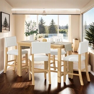 Classic Elegant 5-Piece Counter Height Dining Table Set with 4 Chairs ...