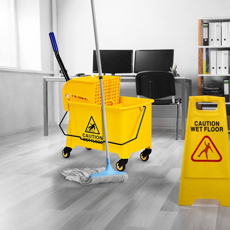 Costway Commercial Mop Bucket Side Press Wringer on Wheels 21 Quart
