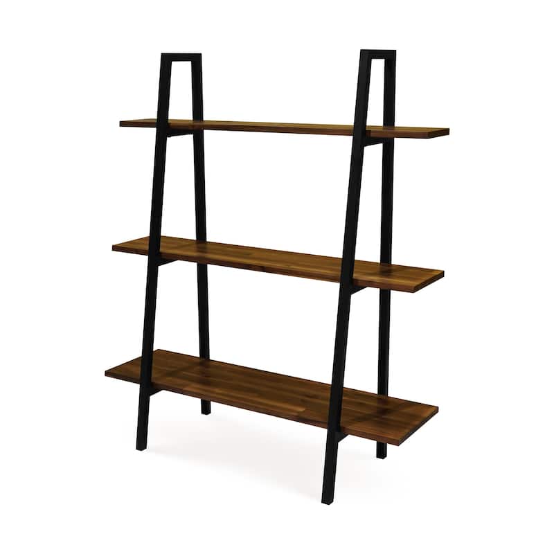 M4H Vejle Solid Wood Three Tier Etagere Bookcase - Brown