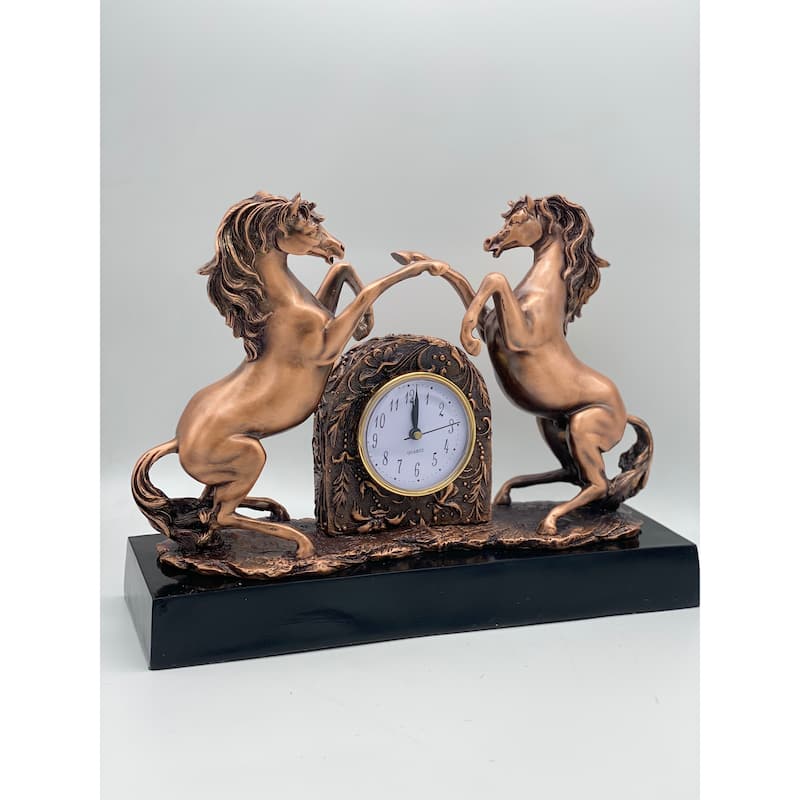 Twin Horse Clock Marble Base