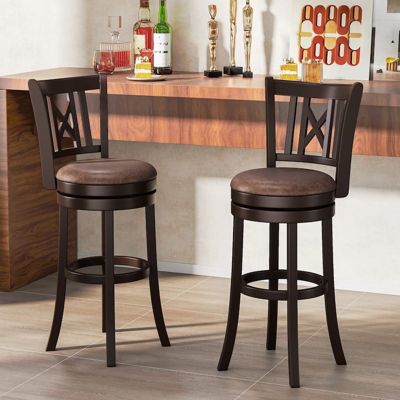 Gymax Set of 4 Bar Stools 30'' Swivel Bar Chairs w/ Footrest Hollowed