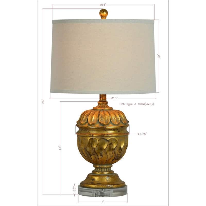 Roland 26" Table Lamps with Linen Shade, Antique Gold (Set of 2)