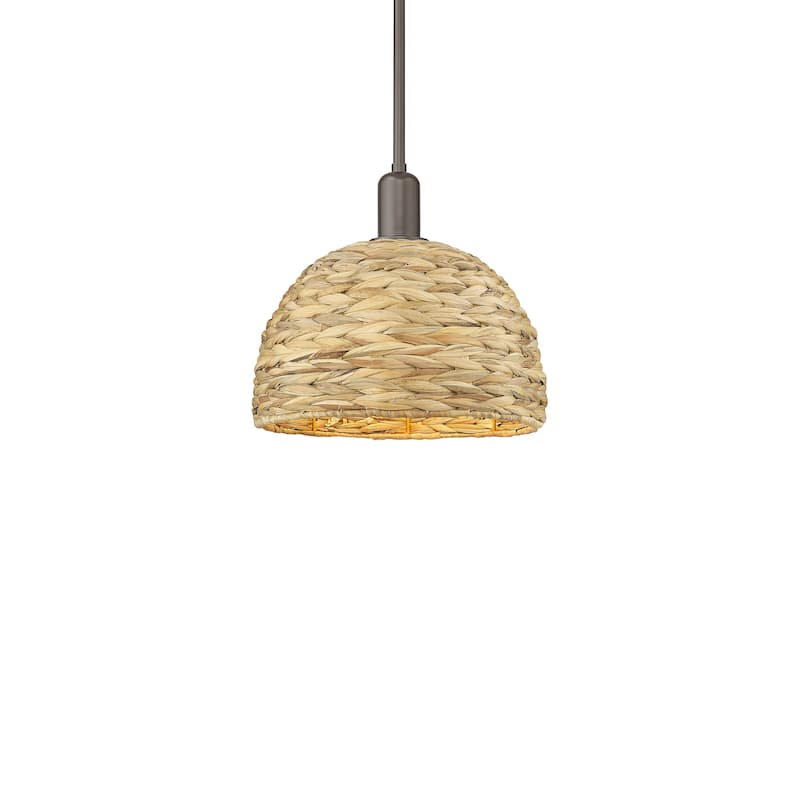 Innovations Lighting 716-1S-12-12 Woven Rattan Pendant Woven Rattan - Oil Rubbed Bronze / Natural