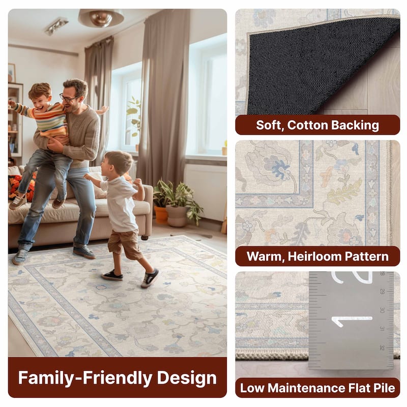 Well Woven Ushak Konya Updated Traditional Pastel Flat-Weave Area Rug