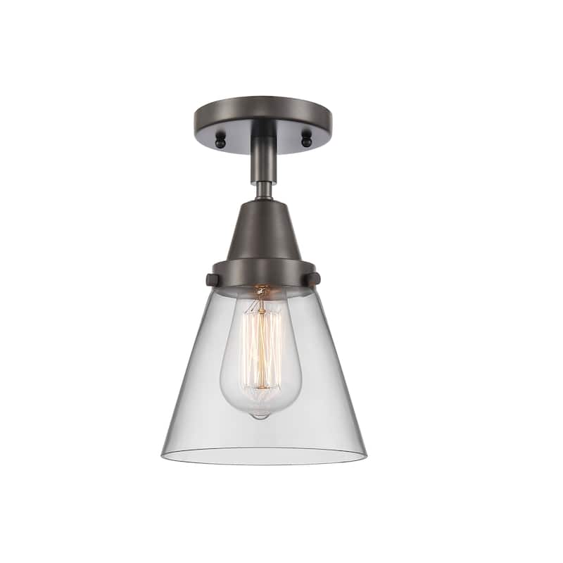 Innovations Lighting Caden Cone - 1 Light 6" Flush Mount - Clear/Oil Rubbed Bronze
