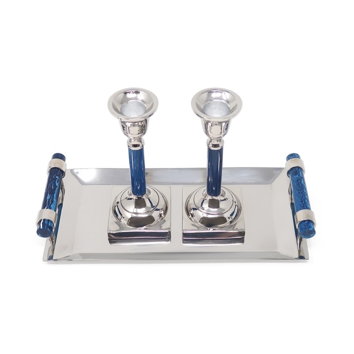 Rect Tray with Candleholder Clear - 6.1"H
