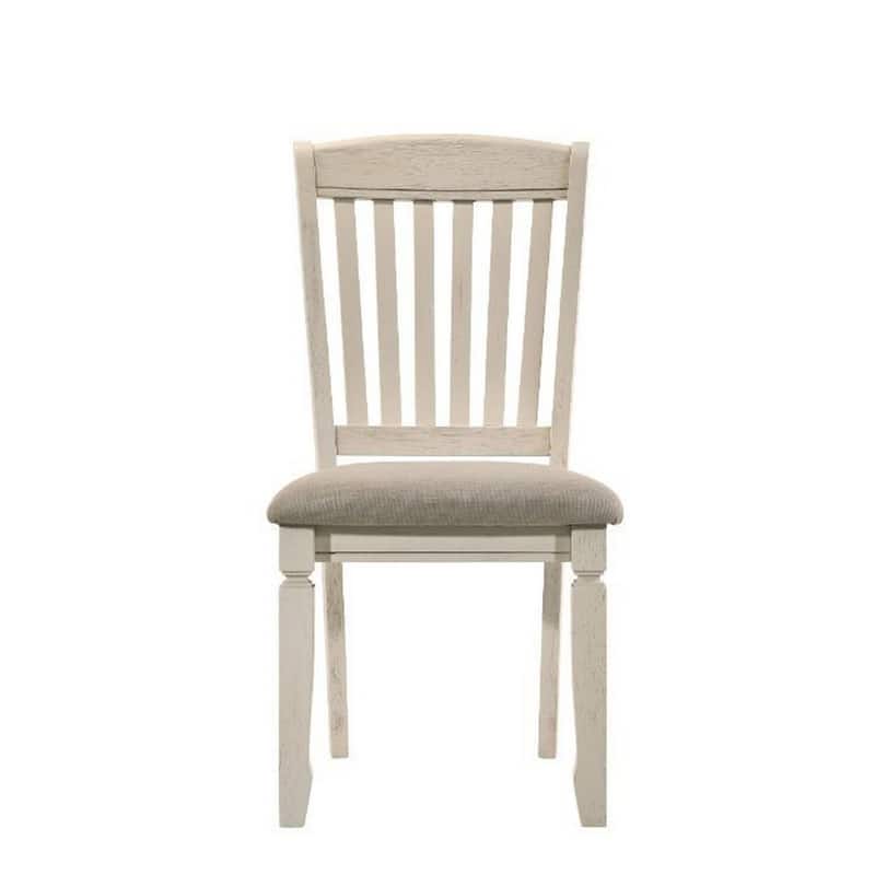 White/Beige Fabric Upholstered Wood Frame Dining Chair, Set of 2, Sturdy Dining Chair for Dining Rooms - 20.5