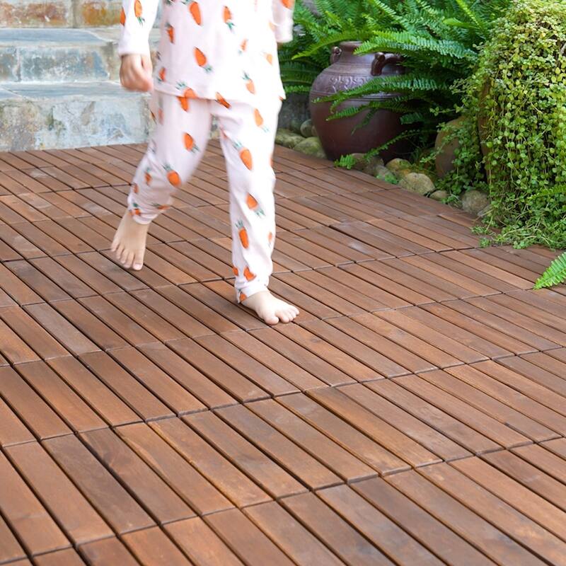 12" x 12" Square Patio Wood Interlocking Deck Tiles(Box of 10/20/30)