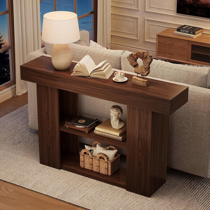 53-inch Console Table for Entryway, 3-Tier Sofa Table Behind Couch