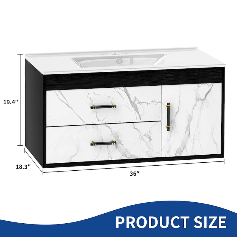Moasis 36" Floating Bathroom Vanity with Sink And 2 Drawers