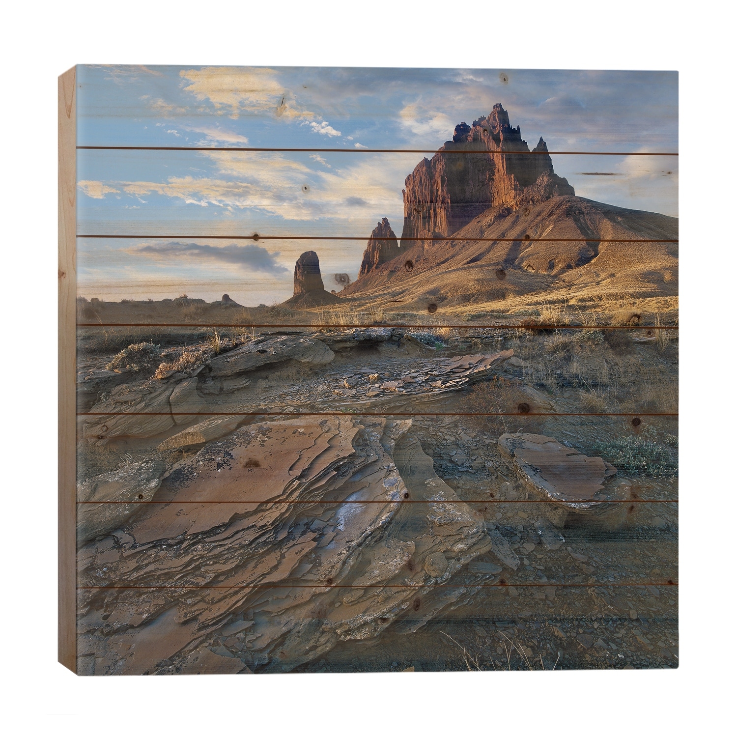 Shiprock, The Basalt Core Of An Extinct Volcano, New Mexico III Print On Wood by Tim Fitzharris - Multi-Color