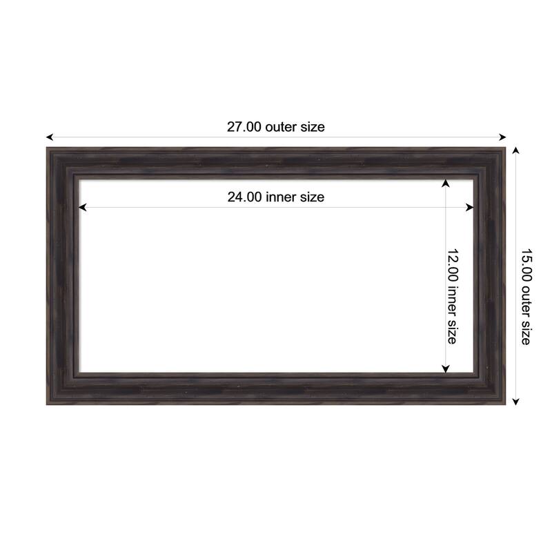 Amanti Art Rustic Pine Black Narrow Framed Dry Erase Magnetic Board - 27 x 15 in - Rustic Pine Brown Narrow