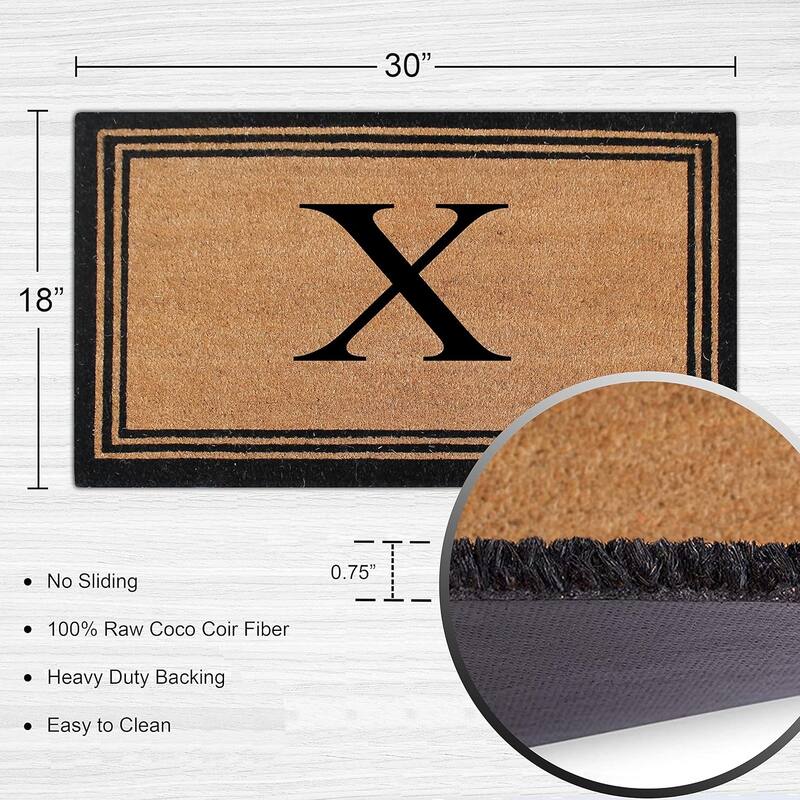 A1HC Pure Natural Coir Monogrammed Heavy Duty PVC Backing Doormat
