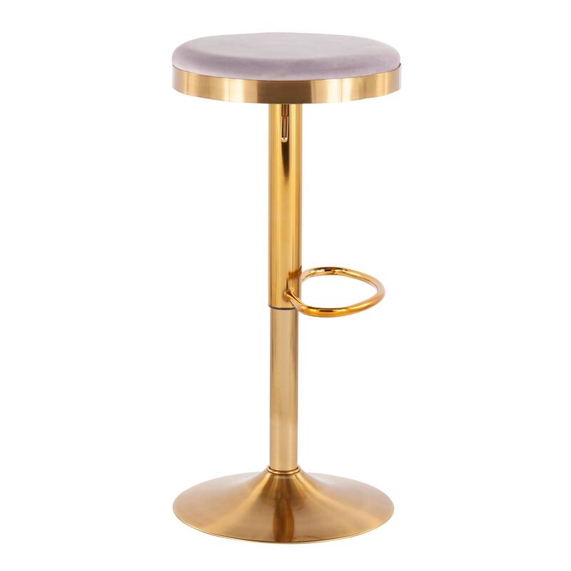 Lumisource Dakota Barstool in Gold Steel and White Leather - Set of 2 - 15"Lx15"Wx23-31.75"H