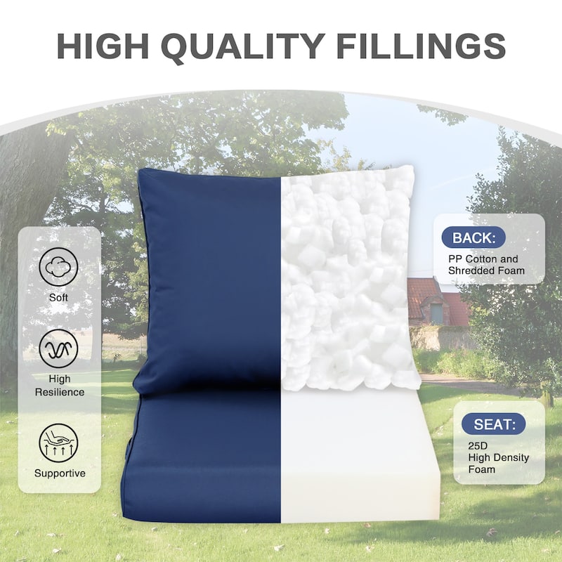 Aoodor Outdoor Chair Cushions Set, Water Resistant Deep Seat Cushions