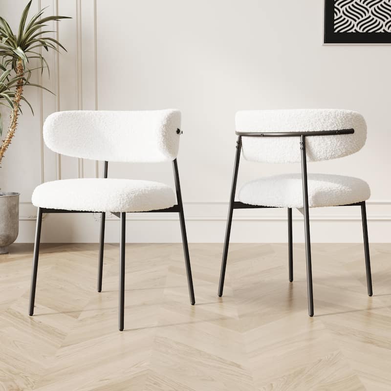 Parsons Chair Velvet Dining Chairs Set of 2, Modern Dining Chairs with Metal Legs, Side Chair Upholstered Chair - White