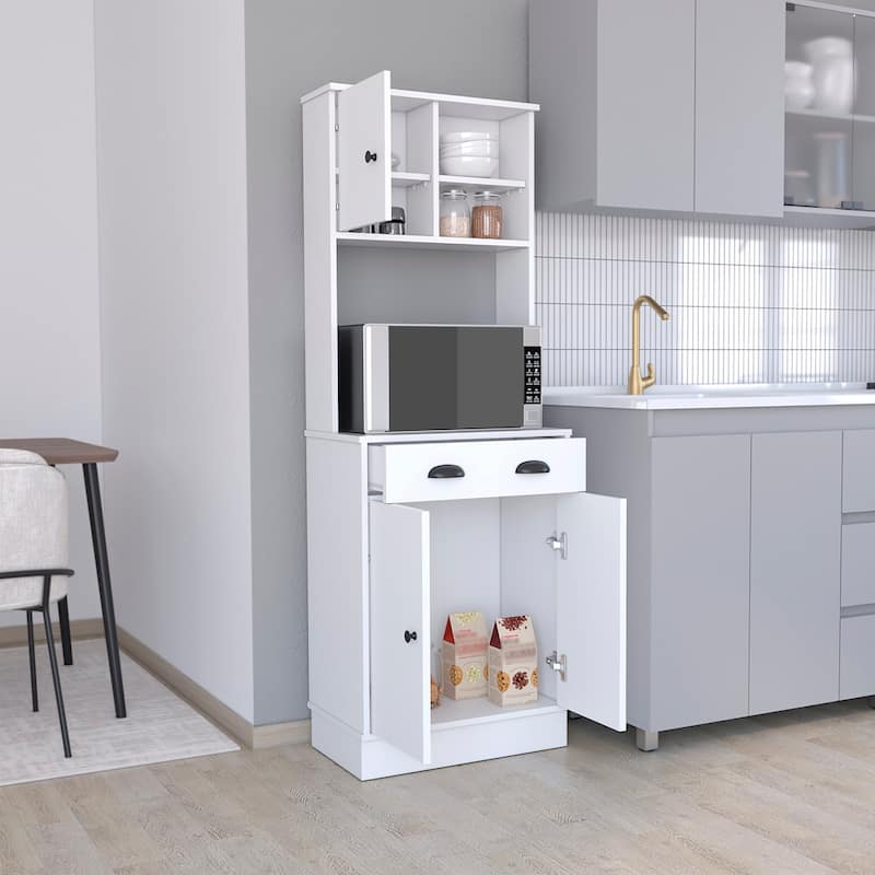 TUHOME Albany Kitchen Pantry with 2 Cabinets, 2 Open Shelves, and Drawer - N/A