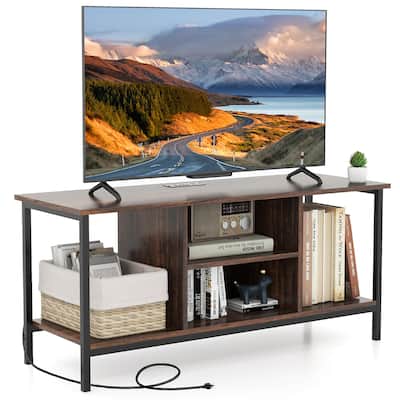 Gymax TV Console Table w/ Power Outlets 50" Industrial TV Stand w/