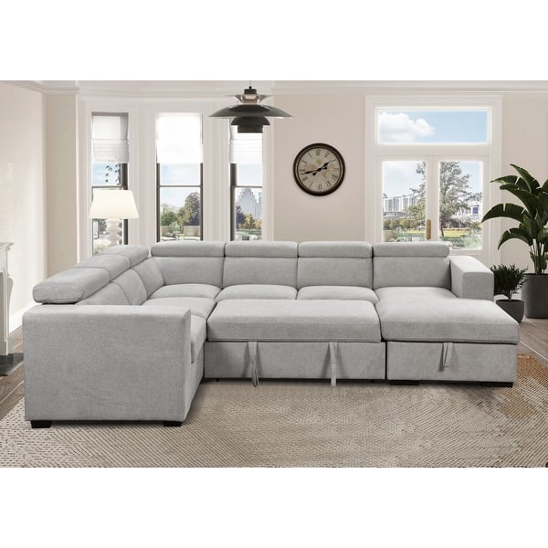 Belffin Oversized U Shaped Sectional Couch For Living Room. Modular Sofa Set With Storage Ottoman, 10 Seater Sofa With Cup Holder. Dark Gray Couch