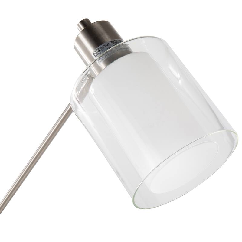 Lumisource Floor Lamp White Marble and Metal with Clear Frosted Glass - 29.5"Lx10.75"Wx73"H