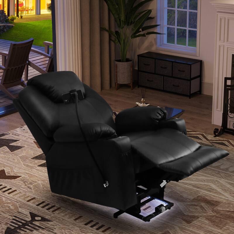 Moasis Faux Leather Reclining Chair Massage with LED and Mobile Phone Holder