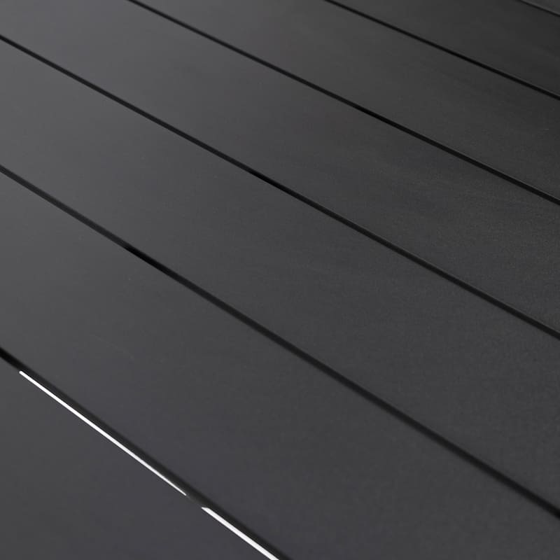 Chelsea Mid-Century Modern Outdoor Dining Table with Rust-Resistant Black Aluminum - Minimalist Patio Table