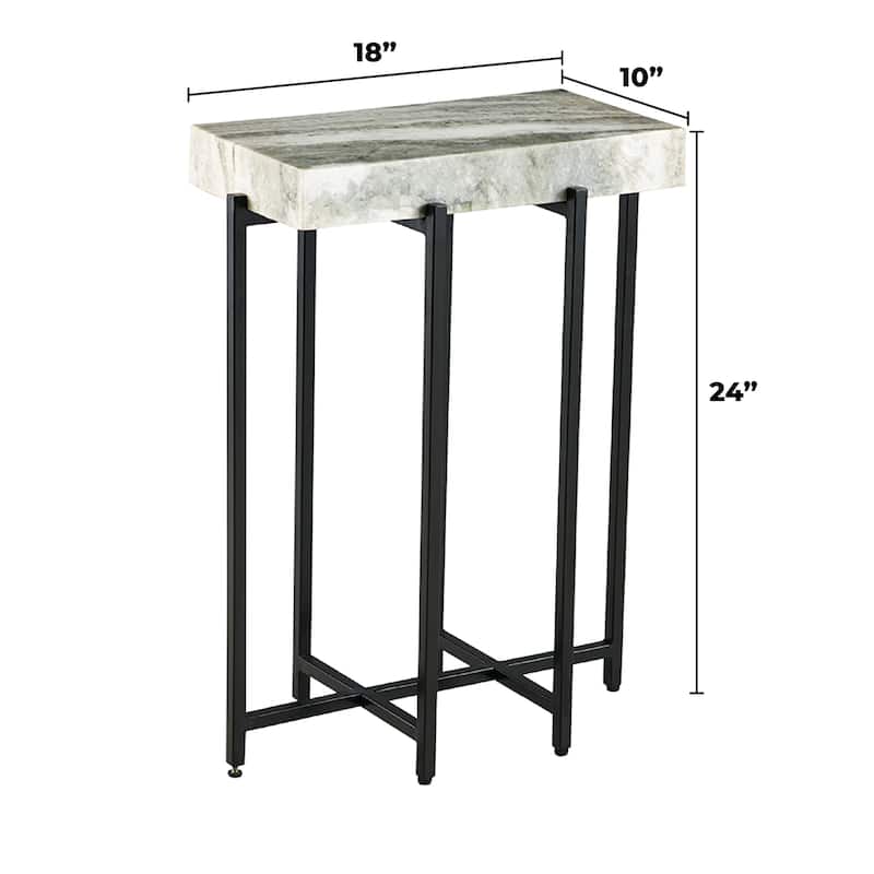 View Point Modern 24" Tall Genuine Marble Top Accent End Table