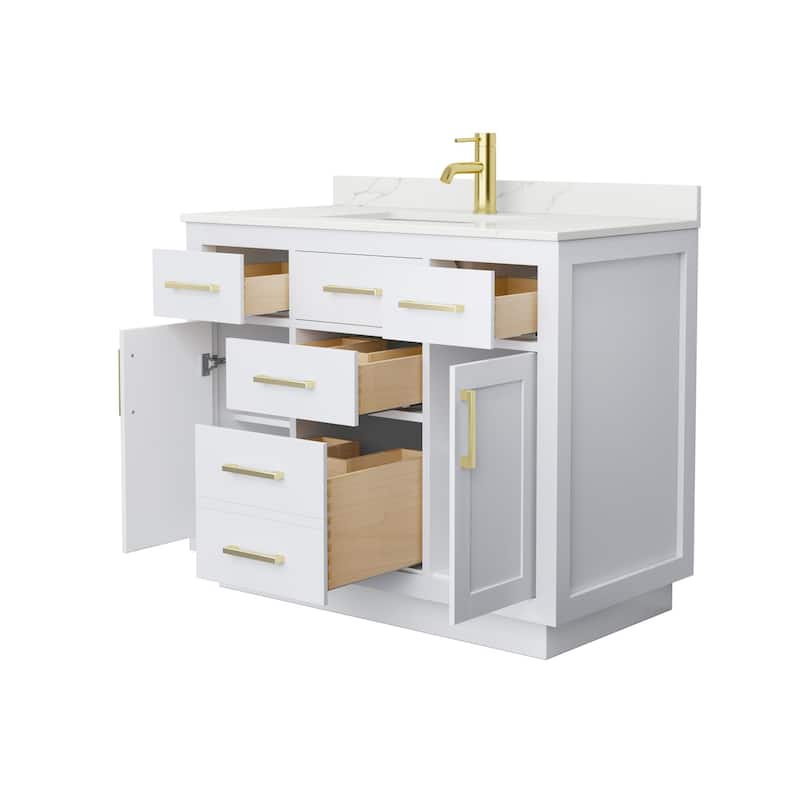 Beckett TK 42-inch Single Vanity, Single Hole Quartz Top