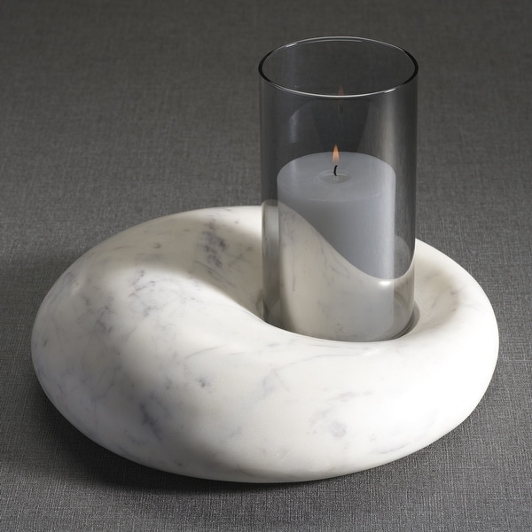 Omani Marble Base with Smoke Glass Hurricane - Thumbnail 5