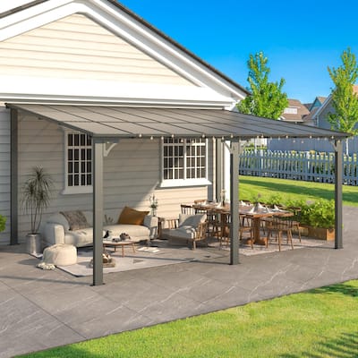 12x16ft Lean to Gazebo Hardtop Wall Mounted Gazebo