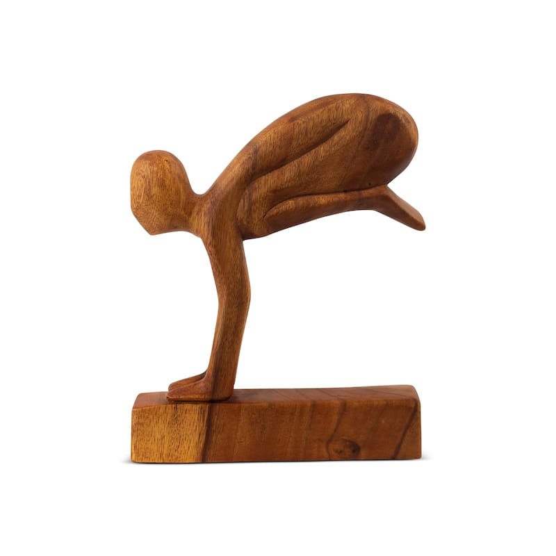 10" Wooden Handmade Abstract Sculpture Statue Handcrafted "Jumping Man" Art Home Decor Figurine Accent Decoration Hand Carved