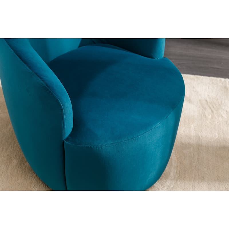Velvet Fabric Swivel Accent Armchair Barrel Chair With Black Powder Coating Metal Ring,Pink