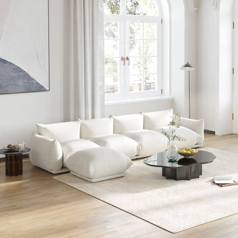 Modular Sectional Sofa Chenille Fabric Sofa with Ottoman