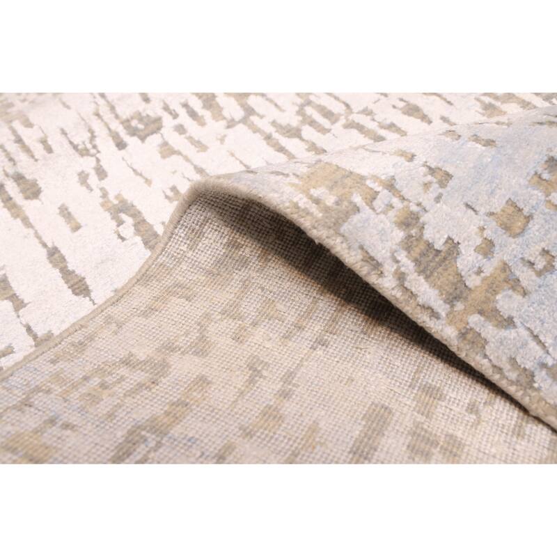 ECARPETGALLERY Hand-knotted Legacy Light Blue Silk, Wool Rug - 2'6 x 11'10